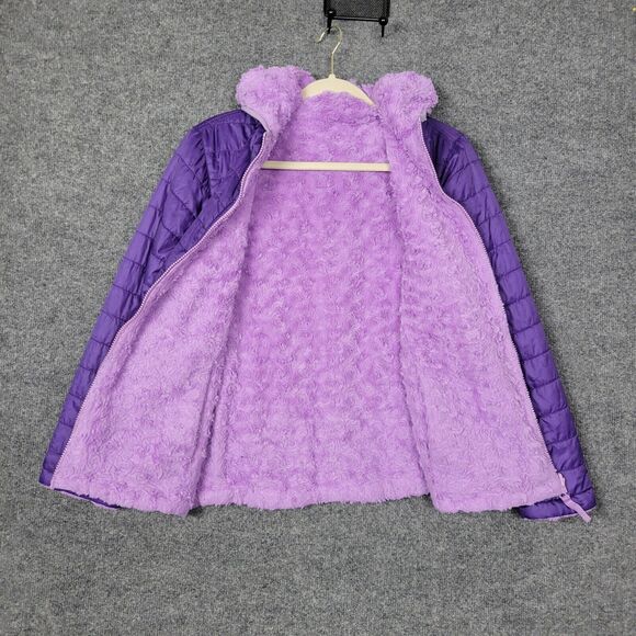 EDDIE BAUER 839OW031 Girls Purple Sherpa Lined Puffer Jacket SIZE LARGE - Picture 5 of 16